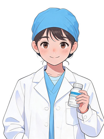 动漫风医生手持药瓶插画素材
