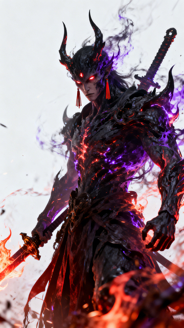 暗黑风恶魔战士战斗插画设计素材
