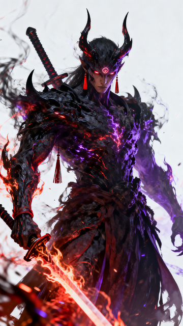 暗黑风恶魔武士火焰剑设计素材