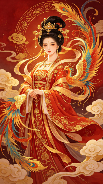 身姿与祥云卷纹