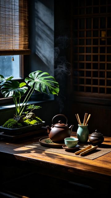 茶室里的茶空间细节和物品