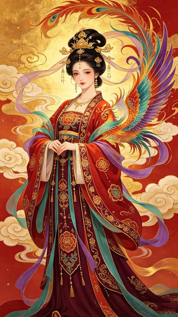乌发挽鬓辅以飘带灵动飞扬