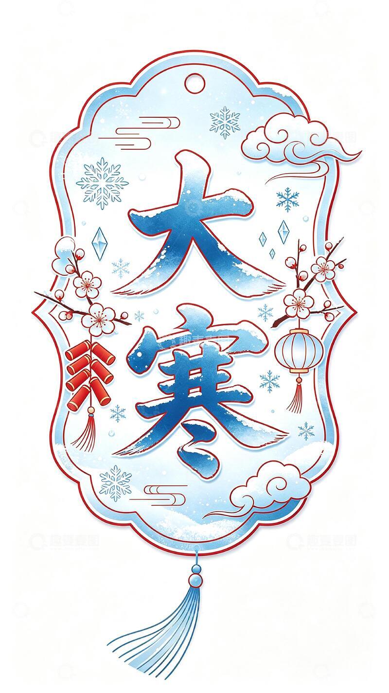 高清大图下载【趣麦麦图】国风大寒节气装饰挂件设计素材