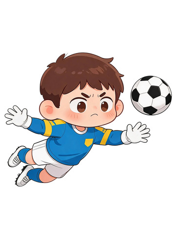 卡通风踢足球男孩插画设计素材