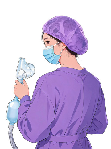 插画风医护人员手持氧气面罩设计素材