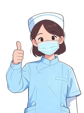 卡通风护士点赞医疗插画设计素材