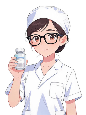 动漫风护士手持药瓶插画素材
