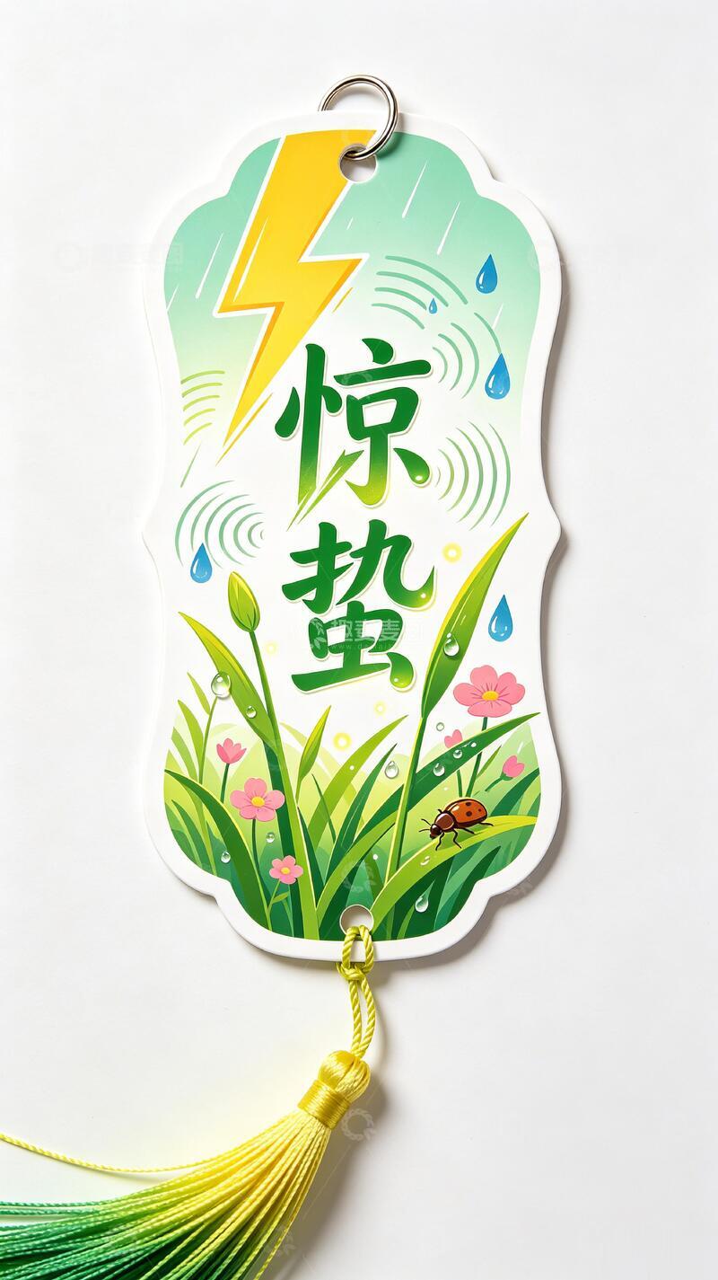 高清大图下载【趣麦麦图】插画风惊蛰节气植物装饰挂件设计素材