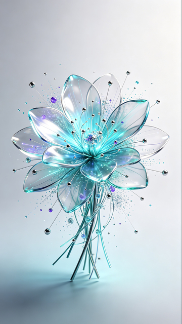 科幻风透明水晶花3D设计素材
