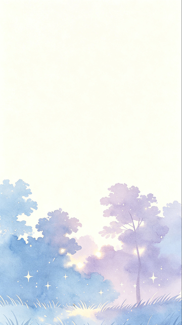 水彩风梦幻森林星空插画素材