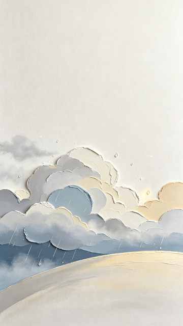 纸艺风雨后云朵手绘自然景观设计素材