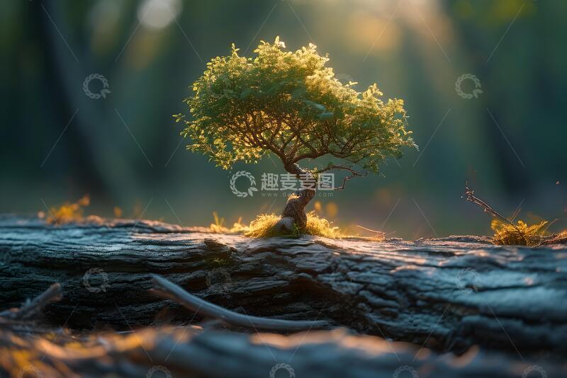 高清大图下载【趣麦麦图】-梦幻风森林小树自然摄影素材