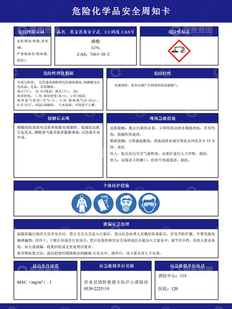 源文件下载【趣麦麦图】蓝色系危化品安全告知卡设计素材