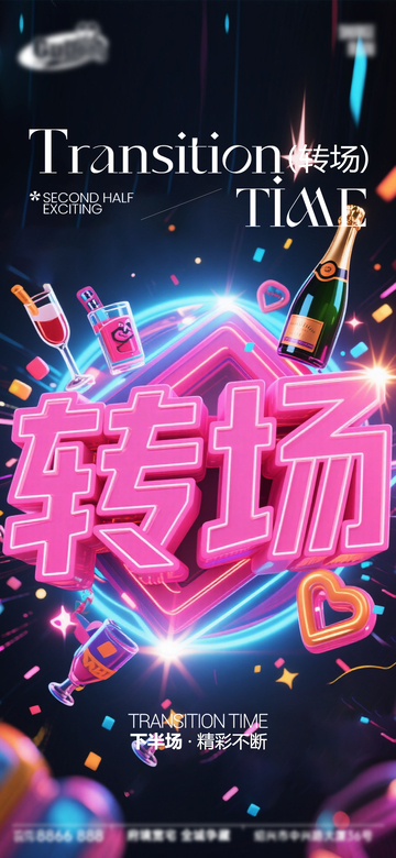 霓虹风转场派对海报设计素材