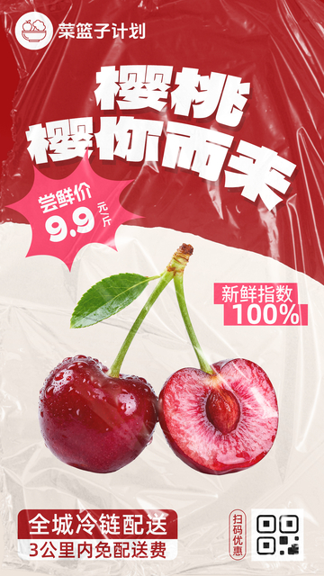 生鲜樱桃优惠海报