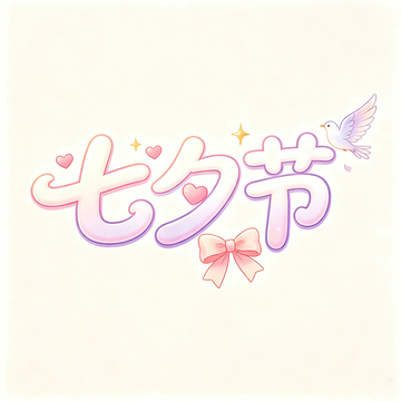 梦幻风七夕节浪漫字体设计素材
