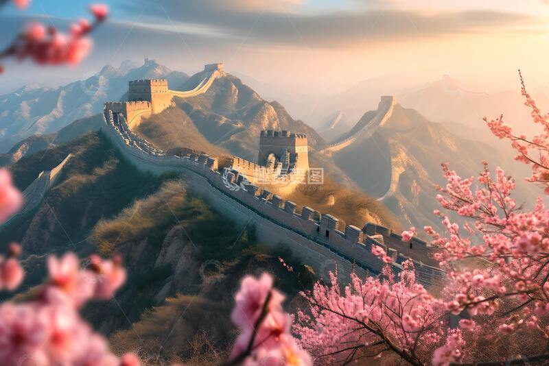 高清大图下载【趣麦麦图】-唯美风长城春景摄影设计素材14