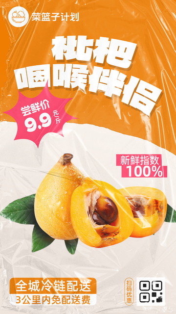生鲜枇杷优惠海报