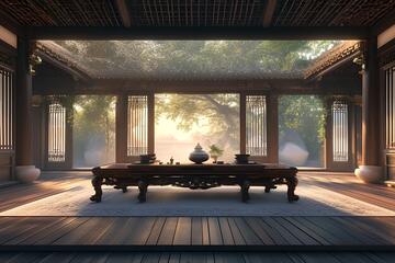 中式风格庭院茶室场景设计素材145