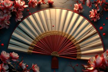 国风古韵折扇花卉插画设计素材31