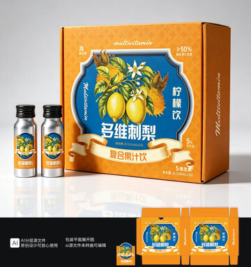 柠檬刺梨饮品包装设计