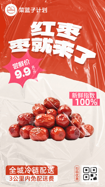 生鲜红枣优惠海报