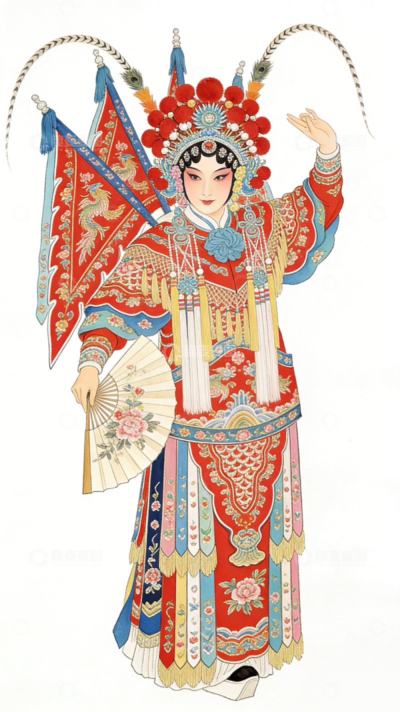 高清大图下载【趣麦麦图】国风戏曲人物手绘服饰设计素材