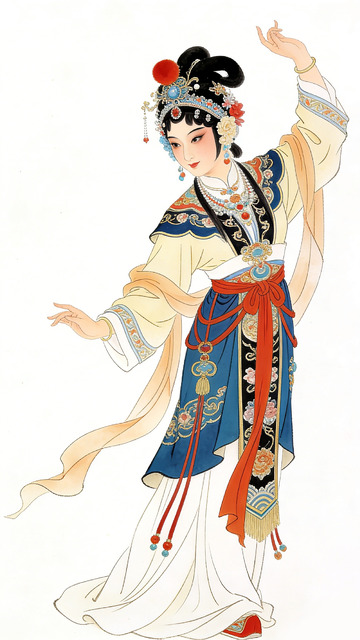 国风古典戏曲仕女手绘设计素材
