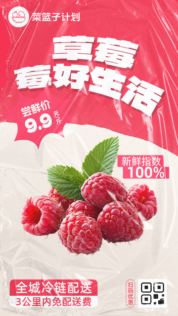 生鲜树莓优惠海报
