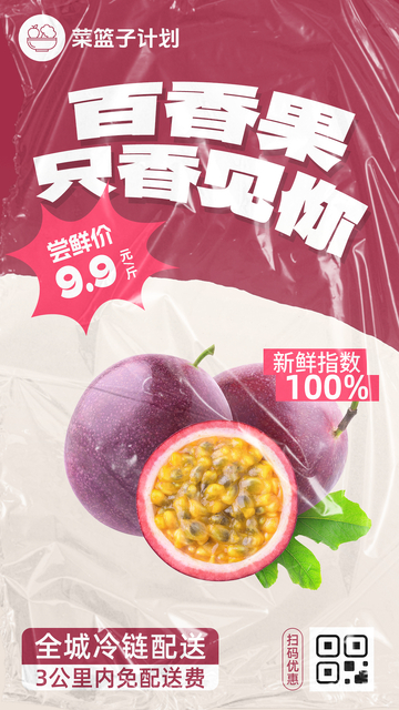 生鲜百香果优惠海报
