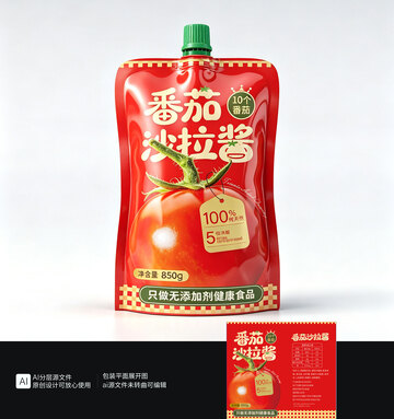简约风番茄沙拉酱包装设计素材
