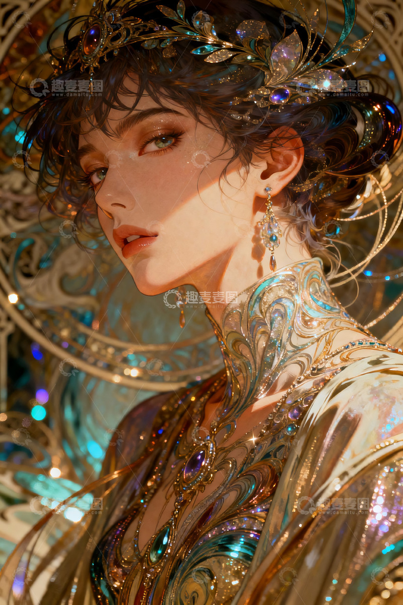 高清大图下载【趣麦麦图】鎏金宝石华服贵族少年插画