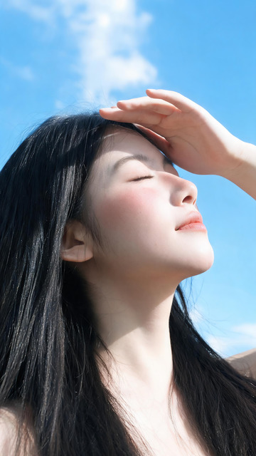 晴空遮眼闭眼少女日系写真3