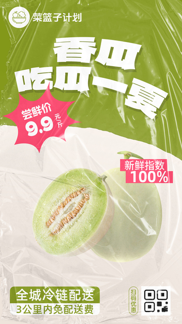 生鲜香瓜优惠海报