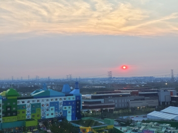 实景风乐高乐园日落建筑景观设计素材