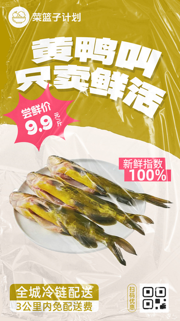 生鲜黄鸭叫优惠海报