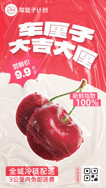 生鲜车厘子优惠海报