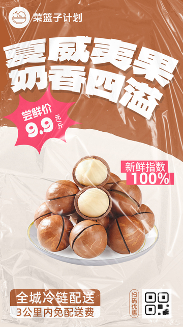 生鲜夏威夷果优惠海报