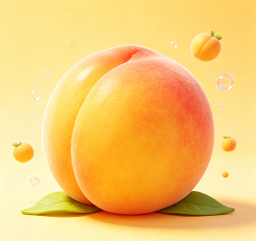 3D风格新鲜桃子黄桃水果设计素材