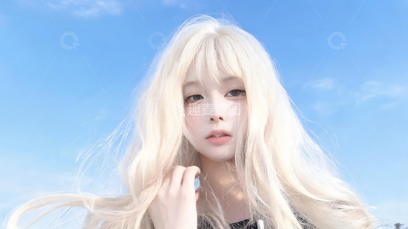 高清大图下载【趣麦麦图】晴空白金长发少女氛围感头像