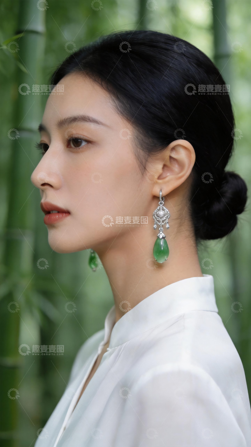 高清大图下载【趣麦麦图】竹林新中式白衣女子人像写真