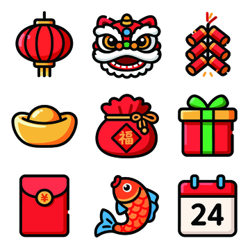 扁平风春节元素图标设计素材广告