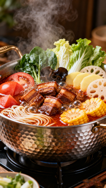 美食摄影热气腾腾火锅食材设计素材