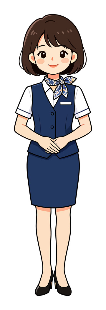 卡通风空乘人员制服设计素材