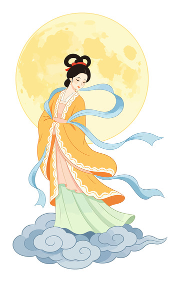 国风嫦娥奔月插画设计素材