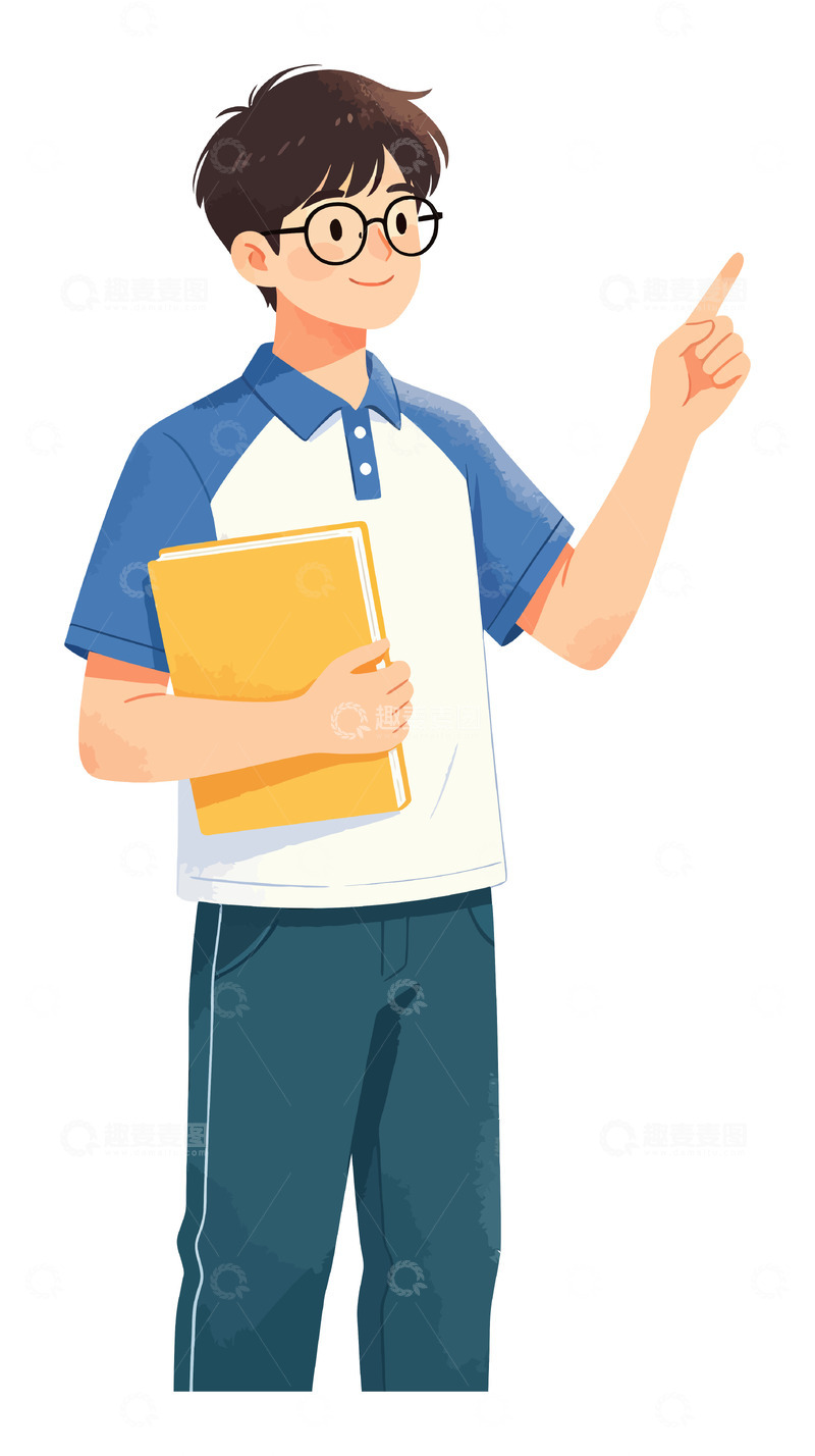 源文件下载【趣麦麦图】卡通风学生指路手绘学习资料设计素材