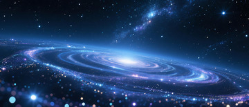 蓝紫色旋臂星系浩瀚宇宙星空全景插画2