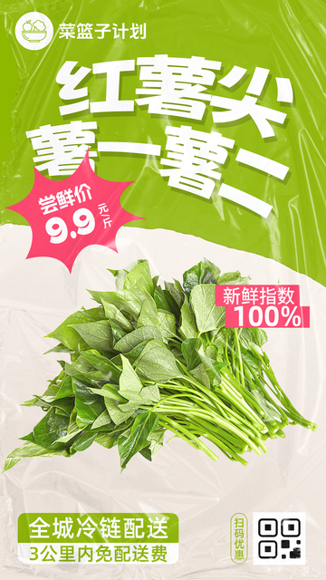 生鲜红薯尖优惠海报