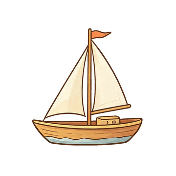 卡通风格帆船插画设计素材