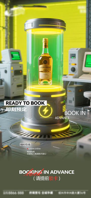 科幻风威士忌酒瓶展示装置设计素材